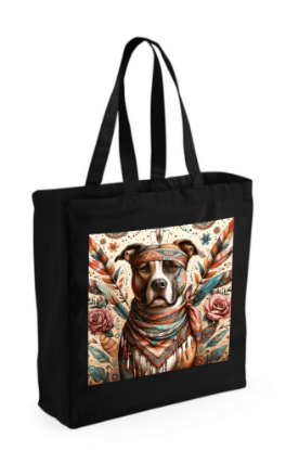 Obrazek Czarna Bawełniana Torba Amstaff Boho On